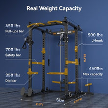 Sportsroyals Power Cage Multi-Function Power Rack with Adjustable Cable Crossover System Grey