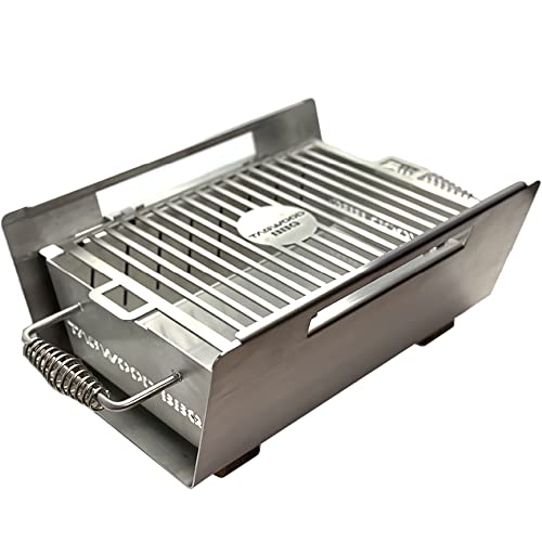 Table Top Warming Brazier | Stainless Steel and Acacia Wood | BBQ07SS-