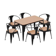 JOSOGO Outdoor Dining Set Plastic Wood Seating All-Weather Garden Balcony Waterproof Sun-Proof Open-air Terrace Courtyard Anti-Corrosion Wooden Black Table with 4 Chairs(L)