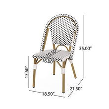 Christopher Knight Home Philomena Outdoor French Bistro Chair (Set of 4), Black + White + Bamboo Print Finish