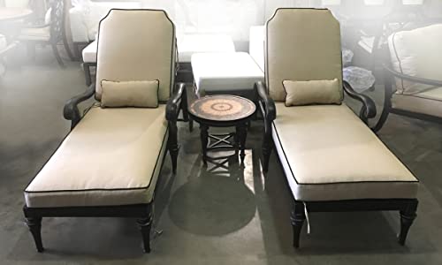AFD Home Astoria Outdoor Swivel Chaise Lounge Set of 3 Brown Multi & Light Linen