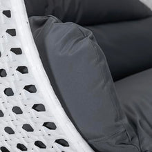 LeisureMod 2 Person Hanging Egg Chair, Indoor Outdoor Patio Lounge Swing with White Stand & UV-Resistant Cushions, Hammock Chair for Bedroom & Garden, Dark Grey