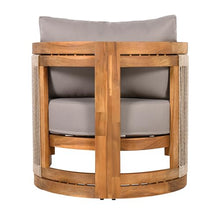 Merax Acacia Wood Outdoor Club Chair Set of 2,Woven Rope Accents Design,Wooden Patio Accent Chair Set,Comfy Reading Seat with Removable Cushion,Patio Furniture Set,Gray+Teak