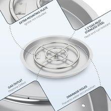 25 Inch Round Drop-in Fire Pit Pan Kit with Burner Ring and Spark Ignition