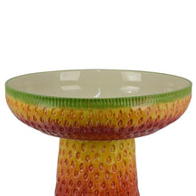 Benzara 19 Inch Bird Bath, Multicolor Ceramic, Strawberry Pedestal Garden Bowl