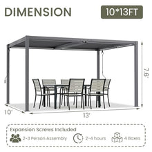 SAILARY Louvered Pergola 10' x 13' with Waterproof Curtains, Outdoor Aluminum Pergola with Reinforced Steel Roof, Heavy-Duty Hardtop Gazebo, Privacy Shaded Shelter, Gray