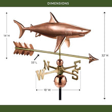 Good Directions Polished Copper Shark Weathervane – Decorative Rooftop Accent for Barns, Homes, Sheds, and Cupolas – Durable & Handcrafted