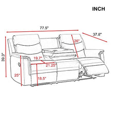Eafurn Black Faux Leather Recliner Loveseat Sofa with Console 78.74