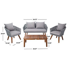 SAFAVIEH PAT7072A Outdoor Velso Rope 4-Piece Seat Cushions and Pillows Included Patio Set