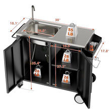 Spollowe Outdoor Grill Cart with Sink 304 Stainless Steel Table