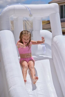 Little Tikes Cloud Collection Slam ‘n’ Curve Slide – White, Outdoor Water Inflatable, Boys and Girls Ages 5-10 Years
