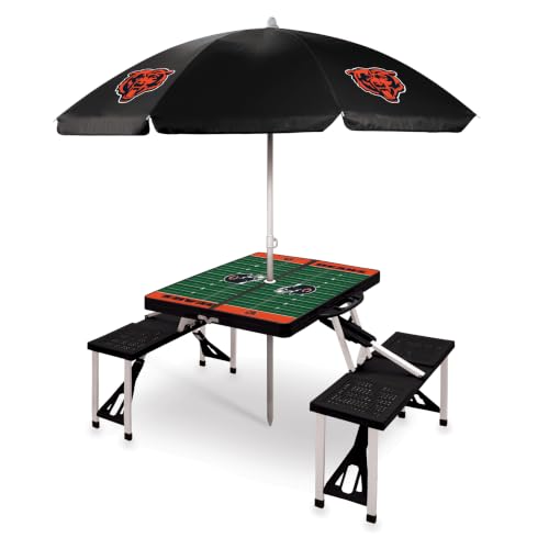 PICNIC TIME NFL Chicago Bears Picnic Table Portable Folding Table with Seats and Umbrella
