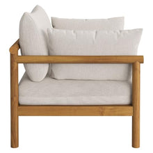 Modway Eleni 2-Piece Outdoor Teak Wood Armchair and Ottoman Set in Natural Sail – Patio Armchair with Ottoman
