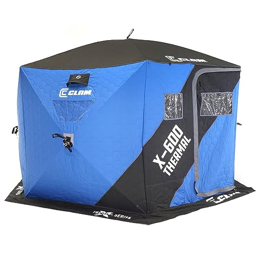 CLAM X-600 Portable 6 Person Thermal Hub Shelter Tent for Ice Fishing