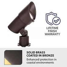 WAC Landscape Lighting, LED 120V Line Voltage Large Size Accent Light with Adjustable Beam Angle and Integral Brightness Control 3000K Warm White Built-in LED in Solid Brass Coated with Bronze