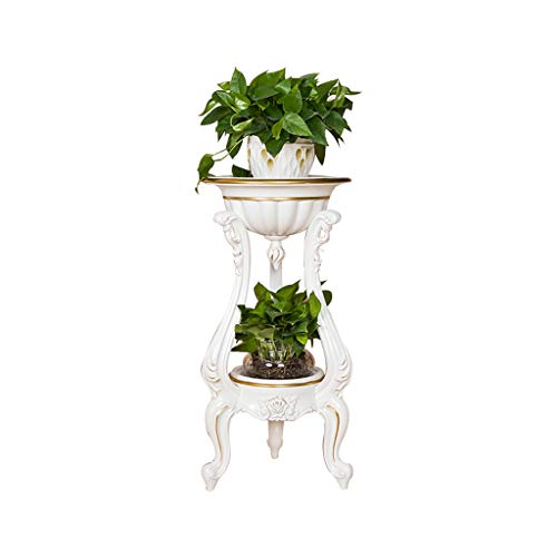 XAWSOP European Indoor Flower Pot Rack Multi-Layer Flower Stand White Resin Plant Stand Floor Living Room Balcony Rack Creative Flower Stand Plant Container Accessories,