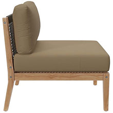 Modway Clearwater Outdoor Patio Teak Wood 6-Piece Sectional Sofa in Gray Light Brown