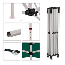 Vispronet Green 10x15 Steel Canopy Tent Kit - Resists Up to 25mph Wind Gusts - Includes 10x15 Large Window Wall, Canopy Storage Bag and a Stake Kit