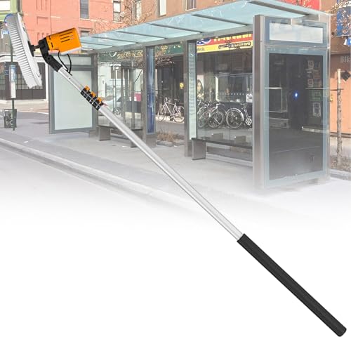 iumLeap Rotating Cleaning Brush, with 11Ft/18Ft/24Ft Aluminum Alloy Retractable Pole, Electric Window Glass Solar Panel Cleaning Tools(Powered-3.5m)