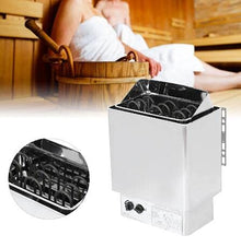 Wlikoci Sauna Heater, 4.5/6/8 / 9kW steam Stove for Sauna, Stainless Steel Accessory with Internal Control, Bath Heating (56,5x40,5x28.5 cm) (9KW)