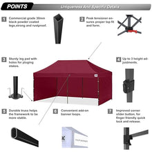 ABCCANOPY Heavy Duty Easy Pop up Canopy Tent with Sidewalls 10x20, Burgundy