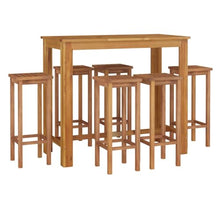 KDVXBCQJH 7-Piece Patio Bar Set Solid Acacia Wood Outdoor Dining Set