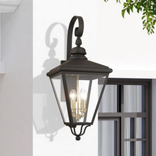 Livex Adams 4 Light Extra Large Outdoor Wall Lantern Antique Brass/Brushed Nickel