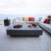 Metropolis Concrete Fire Pit 56" x 32" Patio Firepit Includes Lava Rocks Modern Fire Pits & Outdoor Fireplaces for Garden, Deck, Indoor & Outdoor Heating