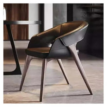 OUTIFUOSSR Italian Minimalist Leather Dining Chair, mid-Century Modern Wabi-sabi ash Wood Designer, Luxury Home Office Meeting(Genuine Leather Ash)