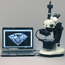 AmScope Digital Trinocular Gemology Stereo Zoom Microscope 3.5X-90X White/Black