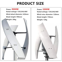 HTIANMM Wind Turbine Generator 5000W/9000W,Vertical Wind Turbine Generator Kit 12V 24V 48V,with 3 Blades Wind Turbine Kit for Homes Energy Supplementation,5000W-24V