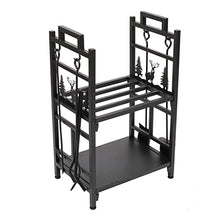 DOIBG Floor to Ceiling Black Home Firewood S Rack with Tool Rack Divider Organize and Store Firewood Artfully
