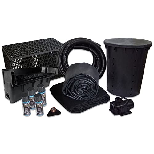HALF OFF PONDS Simply Waterfalls 6100 Waterfall Kit with MatrixBlox, 15' x 30' EPDM Liner and 6,100 GPH Pump Black