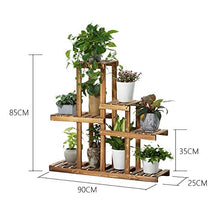 MIIKHI Wooden Plant Flower Display Stand Wood Pot Shelf Storage Rack Outdoor Indoor 9 Pots Holder Multifunctional