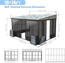 ANTSKU 10x14FT Wall Mounted Sunroom with Detachable Windows, Aluminum Solarium, Dark Brown