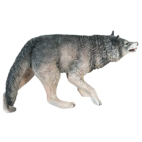 Design Toscano Call of the Wild Growling Gray Wolf Statue Full Color