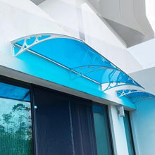 kufu01 Curved Window Awning Modern Polycarbonate Front Door Canopy,Door Awning,Uv Rain Snow Sunlight Protection Door Patio Canopy,Modern Design Blue Outdoor Canopy,Easy Assemble (47"x110")