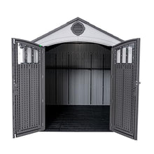 Lifetime Outdoor Storage Shed, 8x10 Ft, Gray, Resin Tool Shed with Lockable Doors and Steel-Reinforced Walls