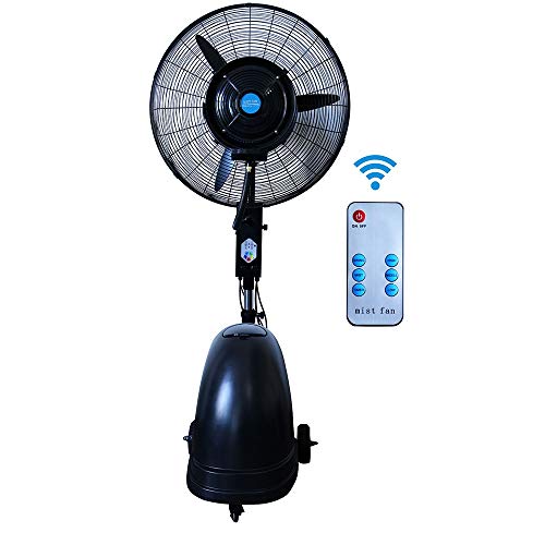 NYTFHMS Cooling Fans Oscillating Fan with Misting, Spray Fan,3 Cooling Speeds,90° Oscillation, Adjustable Height 1.6M-2M,with Remote Control 350W Oscillation Function,Black