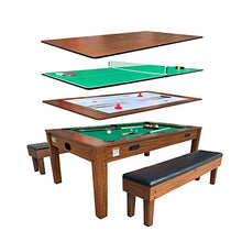 RACK Luxor 7.5-Foot 4-in-1 Multi-Game Swivel Billiard/Pool Table Green Felt With Brown Body