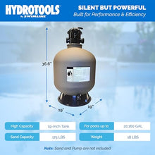 Swimline HYDROTOOLS 19 Inch Sand Filter Combo Set with Stand & Multi Port Valve | 175 Pound Sand Capacity