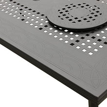 Oakland Living Modern Ornate Outdoor Aluminum Dining Set with Two Lazy Susans and Eight Chairs Black
