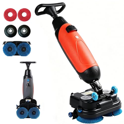 Industrial Dual-Brush Floor Polisher & Scrubber, 500W Powerful Motor with 450mm Squeegee, Cordless 22kg Scrubber for Tile, Concrete & Commercial Hard Surfaces(Orange)