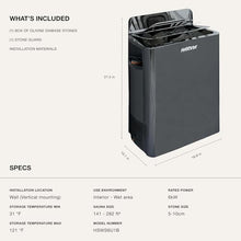 Harvia The Wall Electric Sauna Heater, Black, 240V, 6kW