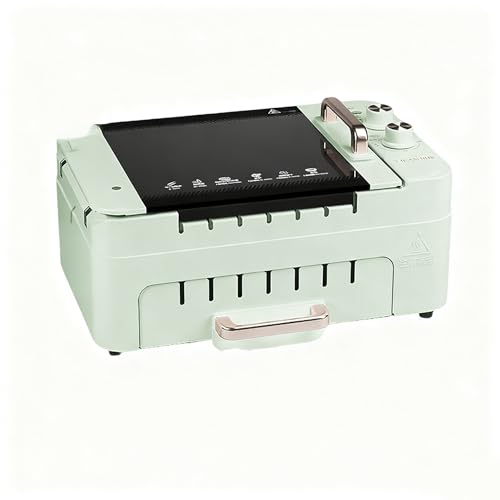 Multipurpose Hot Plate Grill Double Layer, Smokeless Electric Grill, 1000W Health BBQ Grill with Adjustable Temperature, for Outdoor Indoor Barbecue