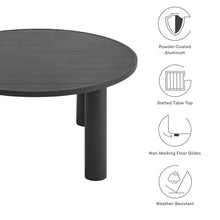 Modway Nautica 60 Inch Round Metal Outdoor Patio Dining Table in Graphite – Weather-Resistant Outdoor Dining Table for Patio, Balcony, and Garden – Modern Outdoor Dining Table for 4 People