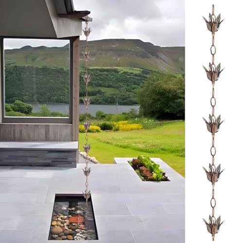 WhamtL Galvanized Rain Chain Outdoor Decorative, Spiral Gutter Chain Downspout Water Catcher, Metal Trench Drain Rain Catcher for Heavy Rain(Style1,8m (26.2ft))