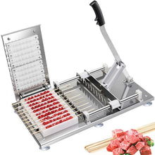 10 Holes Stainless Steel Meat Skewer Machine, BBQ Grill Shish Kebab Maker, with 100 Sticks, Extended Handle, Dual Pressure Bearings, for Commercial Restaurants Outdoor Picnic