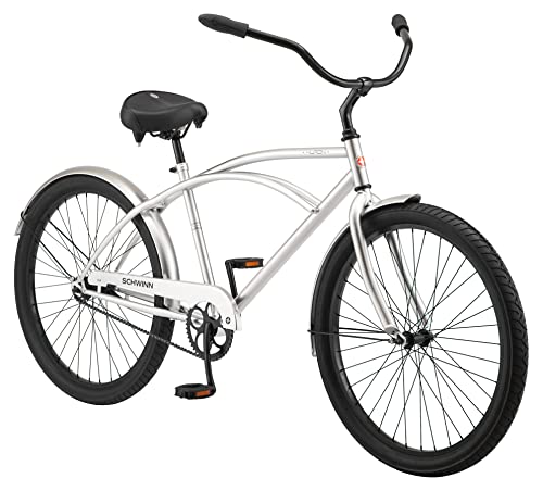 Schwinn Huron Adult Beach Cruiser Bike 26-Inch Silver