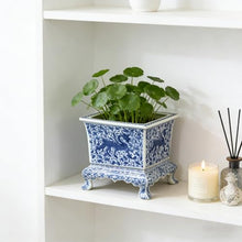WLBHWL Chinoiserie Blue and White Chinese Porcelain Square Planter Jingdezhen Hand Painted Extra Large Flower Pots Square Porcelain